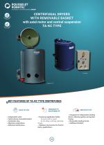 Centrifugal dryers with removable basket with axial motor and central suspension