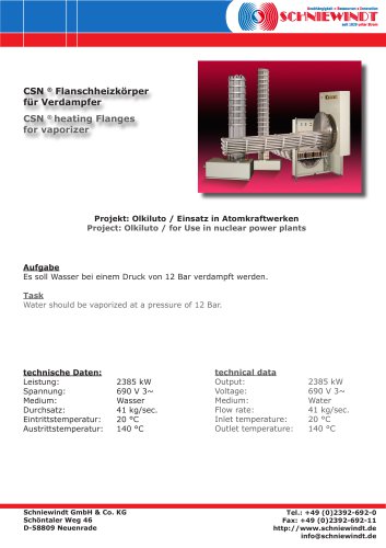 CSN ® heating Flanges for vaporizer