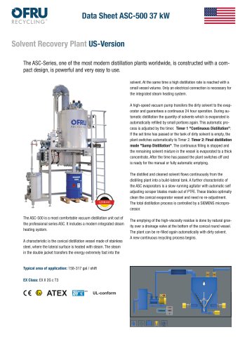 ASC-500 37 kW Solvent Recovery Plant