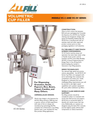 Model VC-2 & VC-SV Series Volumetric Cup Filler