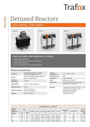 Detuned reactors, 415V, 3INPP