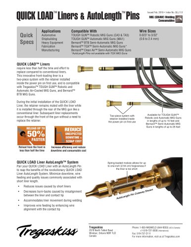 QUICK LOAD Liners and AutoLength Pins Spec Sheet