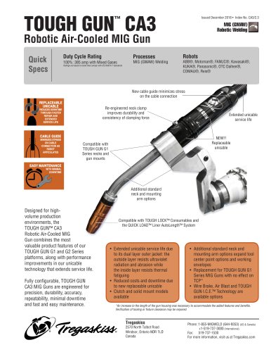 TOUGH GUN TA3 Robotic Air-Cooled MIG Guns Spec Sheet