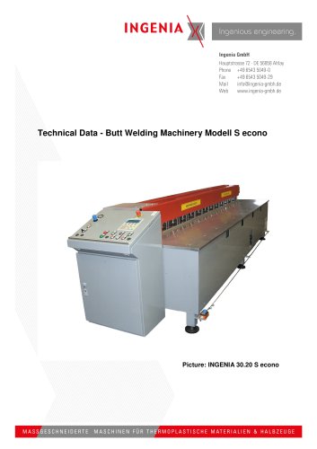 B03. technical data, S econo butt welding machine, March 2013