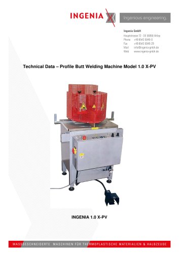 B06. technical data, X-PV profile butt welding machine, march 2013