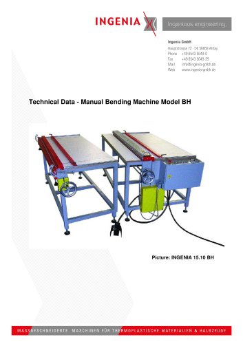 B08. technical data, BH - man. bending machine, march 2013