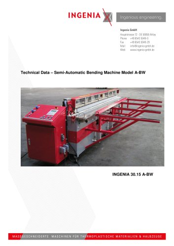 B09. technical data, A-BW semi-automatic bending machine, march 2013