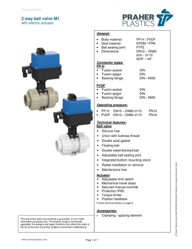 2 way ball valve M1 with electric actuator