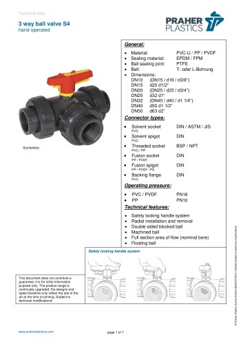 3 way ball valve S4 hand operated