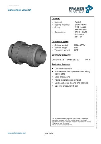 Cone check valve S4