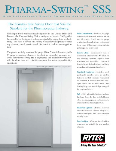 Pharma-Swing SSS : Single swinging Stainless Steel door