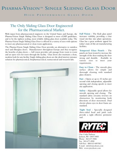 Pharma-Vision Single Slide Glass : High performance Glass door