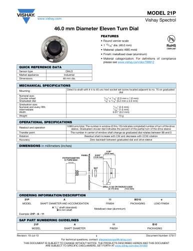 MODEL 21P SENSORS - POSITION: ANGULAR AND LINEAR