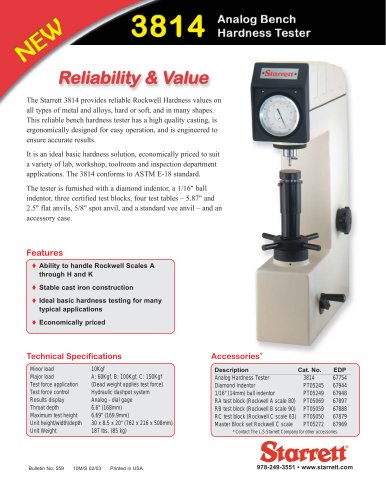 3814 ANALOG BENCH HARDNESS TESTER