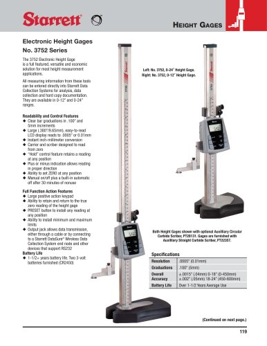 Electronic Height Gages No. 3752 Series