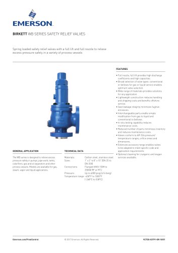 BIRKETT WB SERIES SAFETY RELIEF VALVES