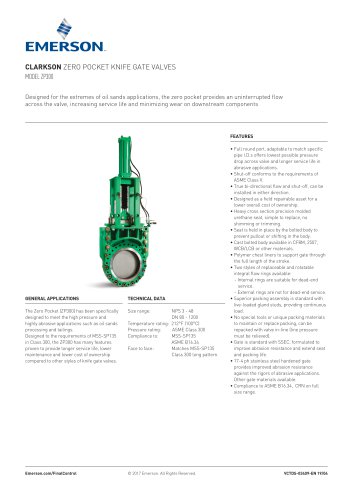 CLARKSON ZERO POCKET KNIFE GATE VALVES MODEL ZP300