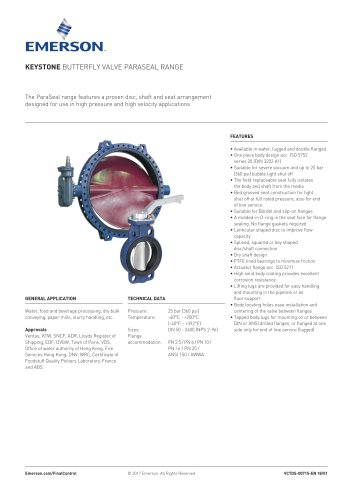 Keystone Butterfly valve ParaSeal range