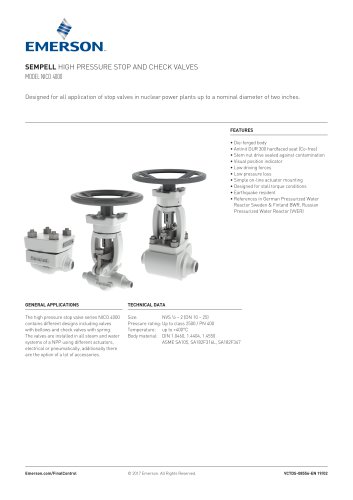 SEMPELL HIGH PRESSURE STOP AND CHECK VALVES MODEL NICO 4000