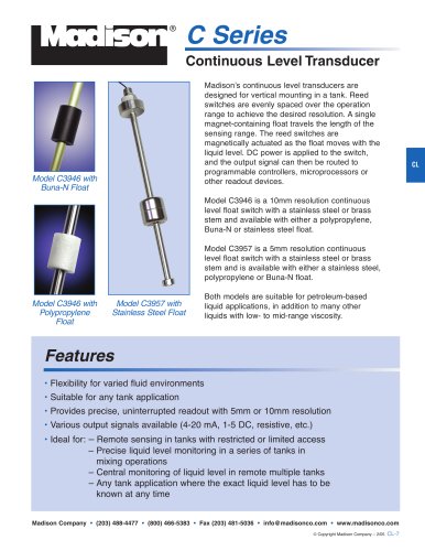 Continuous Level Sensors - Float Type (C Series)