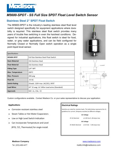 SPDT SS Float Switch