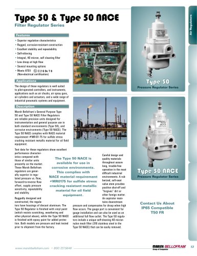 Marsh Bellofram PCD Division Type 50 & Type 50 NACE Filter Air Regulator Series 