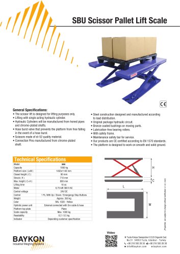 Baykon SBU Scissor Pallet Lift Scale