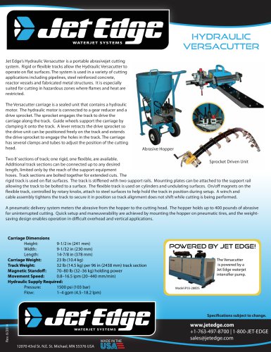 HYDRAULIC VERSACUTTER WATERJET SYSTEM