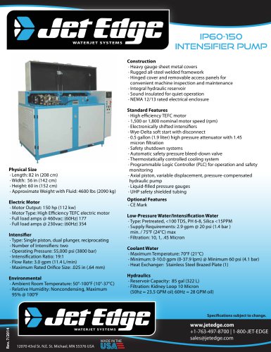 IP60-150 WATERJET INTENSIFIER PUMP