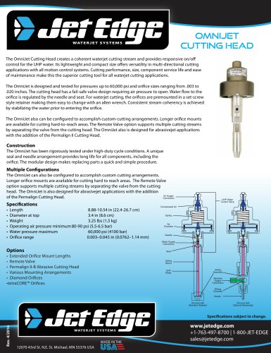 OMNIJET III WATERJET CUTTING HEAD