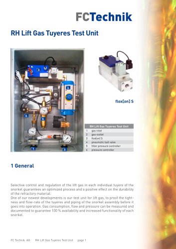 RH Lift Gas Tuyeres Test Unit