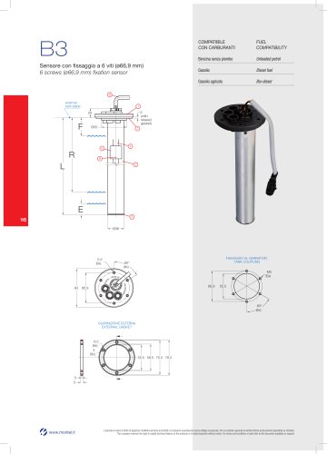 B3 6 screws (ø66,9 mm) fixation sensor