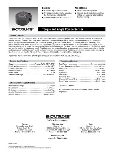 Torque and Angle Combo Sensor