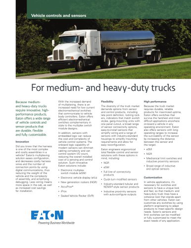 Vehicle controls and sensors for medium- and heavy-duty trucks