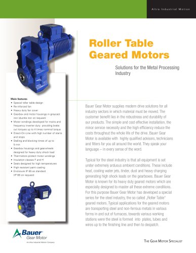 Fact Sheet Roller Table