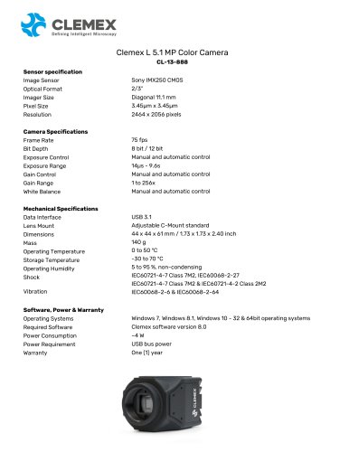 Clemex L 5.1 MP Color Camera