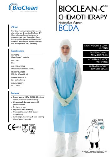 Bioclean-C Non-Sterile Chemotheraphy Protective Apron -Sleeveless