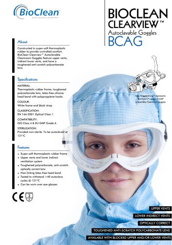 Bioclean Clearview Autoclavable Goggles