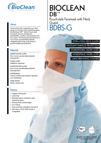 Bioclean DB Sterile Pouch-Style Facemask with Neck Guard