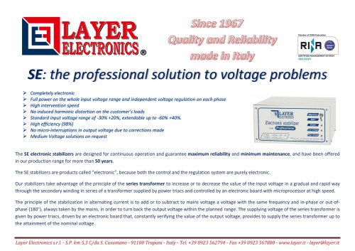 Voltage Stabilizers SE series