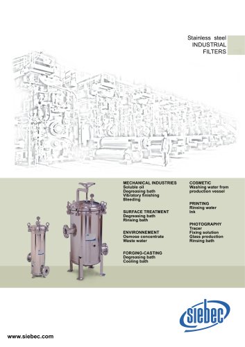 Stainless steel INDUSTRIAL FILTERS