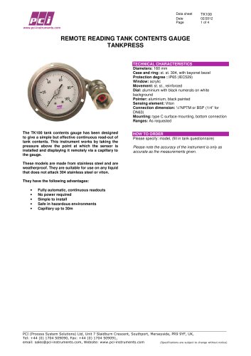 Tank Contents Gauge TK100 (TANKPRESS 100)