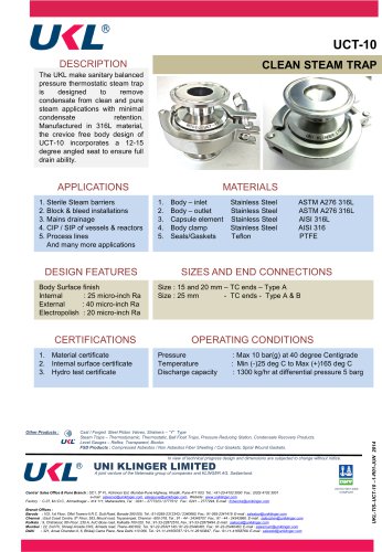 UCT-10 CLEAN STEAM TRAP
