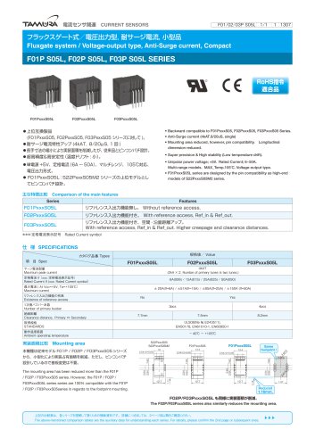 Fluxgate system/ Voltage-output type, Anti-surge current, compact F01P S05L, F02P S05L, F03P S05L Series_F03L