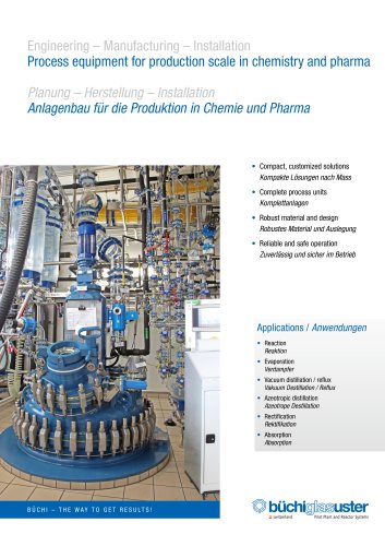 Engineering – Manufacturing – Installation Process equipment for production scale in chemistry and pharma