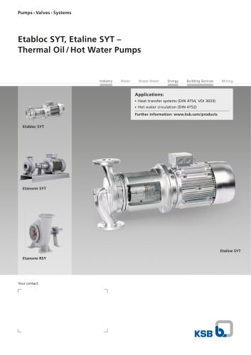 Etabloc SYT, Etaline SYT – Thermal Oil / Hot Water Pumps