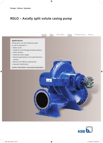 RDLO – Axially split volute casing pump 