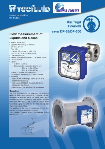 DP65/DP500 series target flow meters