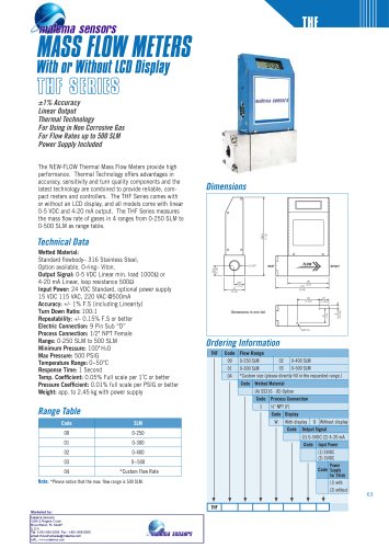 MTHF Series Thermal Mass Flowmeter