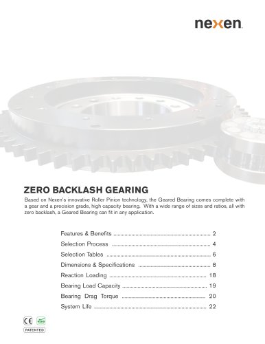 Zero Backlash Gear Catalog